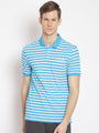 Premium Cotton Blue Striped Half Sleeve Polo