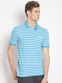 Premium Cotton Blue Striped Half Sleeve Polo