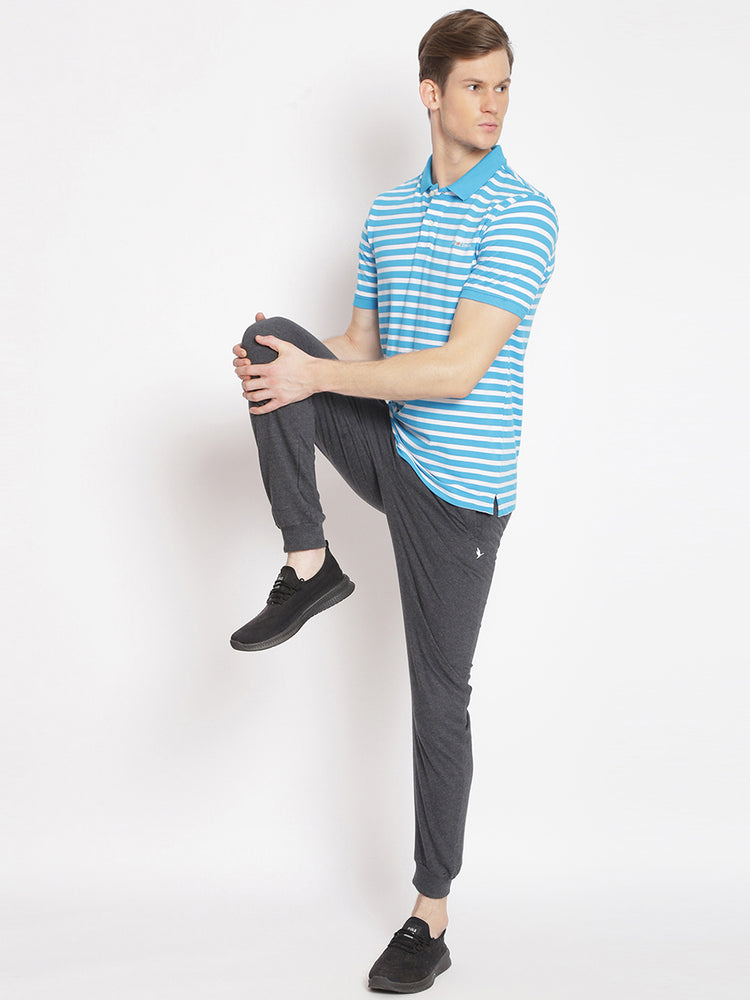 Premium Cotton Blue Striped Half Sleeve Polo