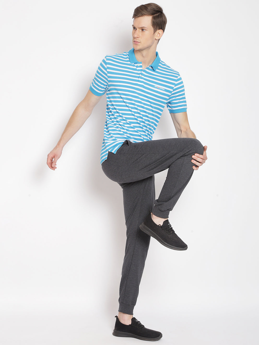 Premium Cotton Blue Striped Half Sleeve Polo