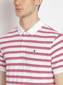 Men'S Pink Striped Half Sleeve Polo