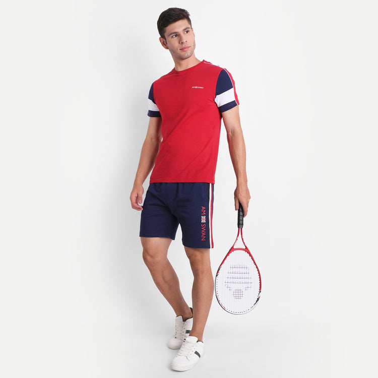 Mens Premium Cotton Colourblock Printed Half Sleeve Crew Neck T-Shirts