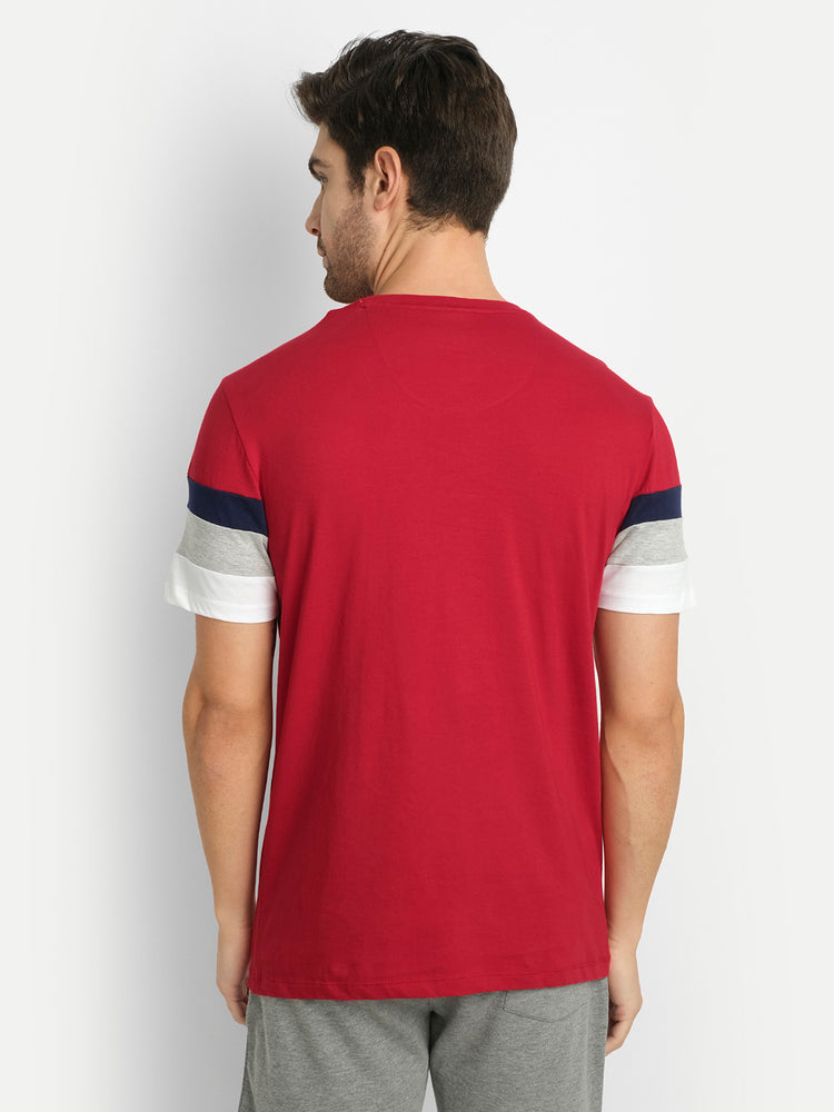 MENS PREMIUM COTTON COLOURBLOCK PRINTED HALF SLEEVE CREW NECK T-SHIRTS