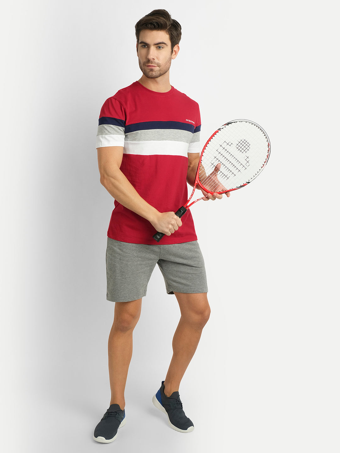 MENS PREMIUM COTTON COLOURBLOCK PRINTED HALF SLEEVE CREW NECK T-SHIRTS