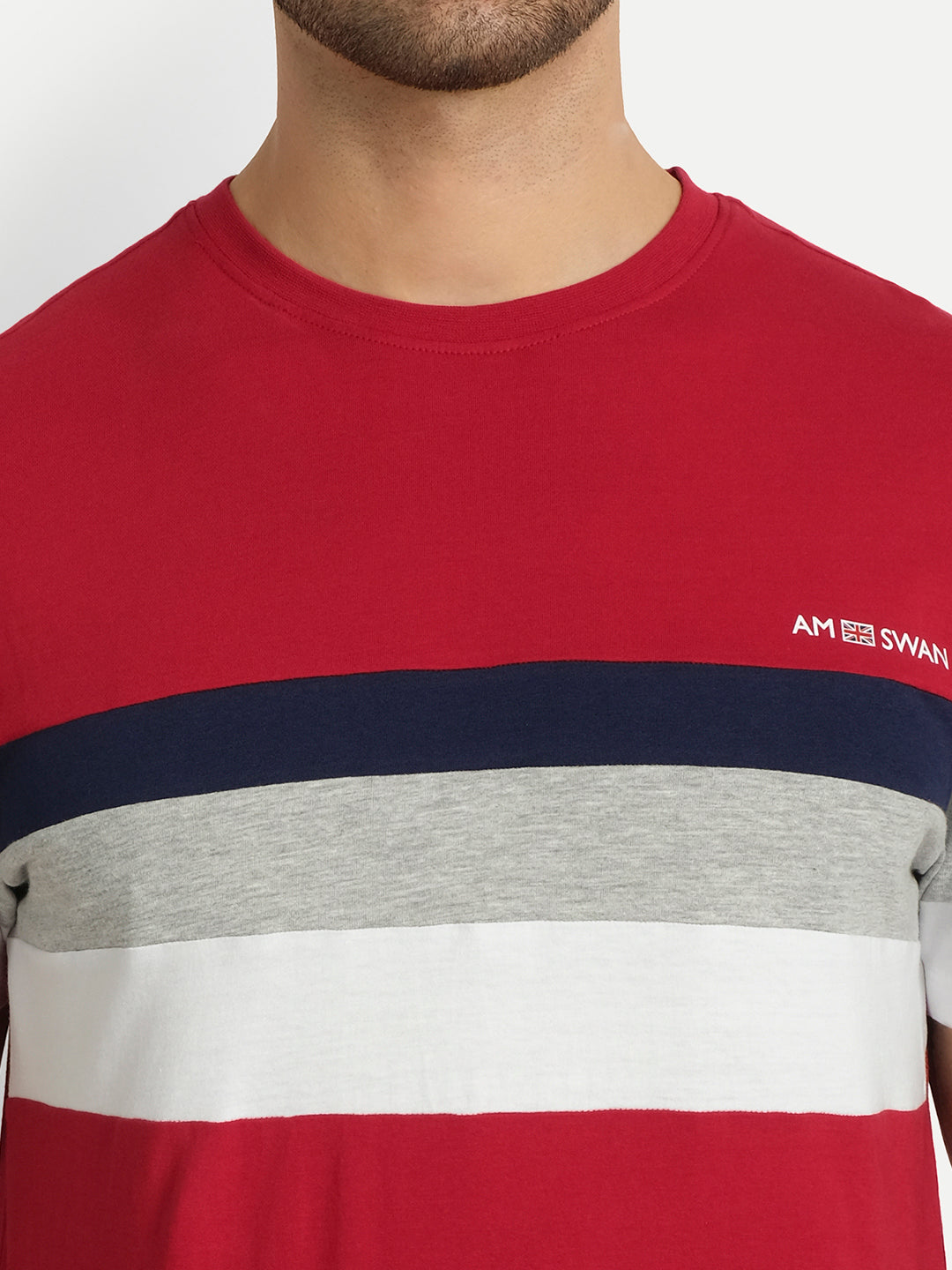 MENS PREMIUM COTTON COLOURBLOCK PRINTED HALF SLEEVE CREW NECK T-SHIRTS