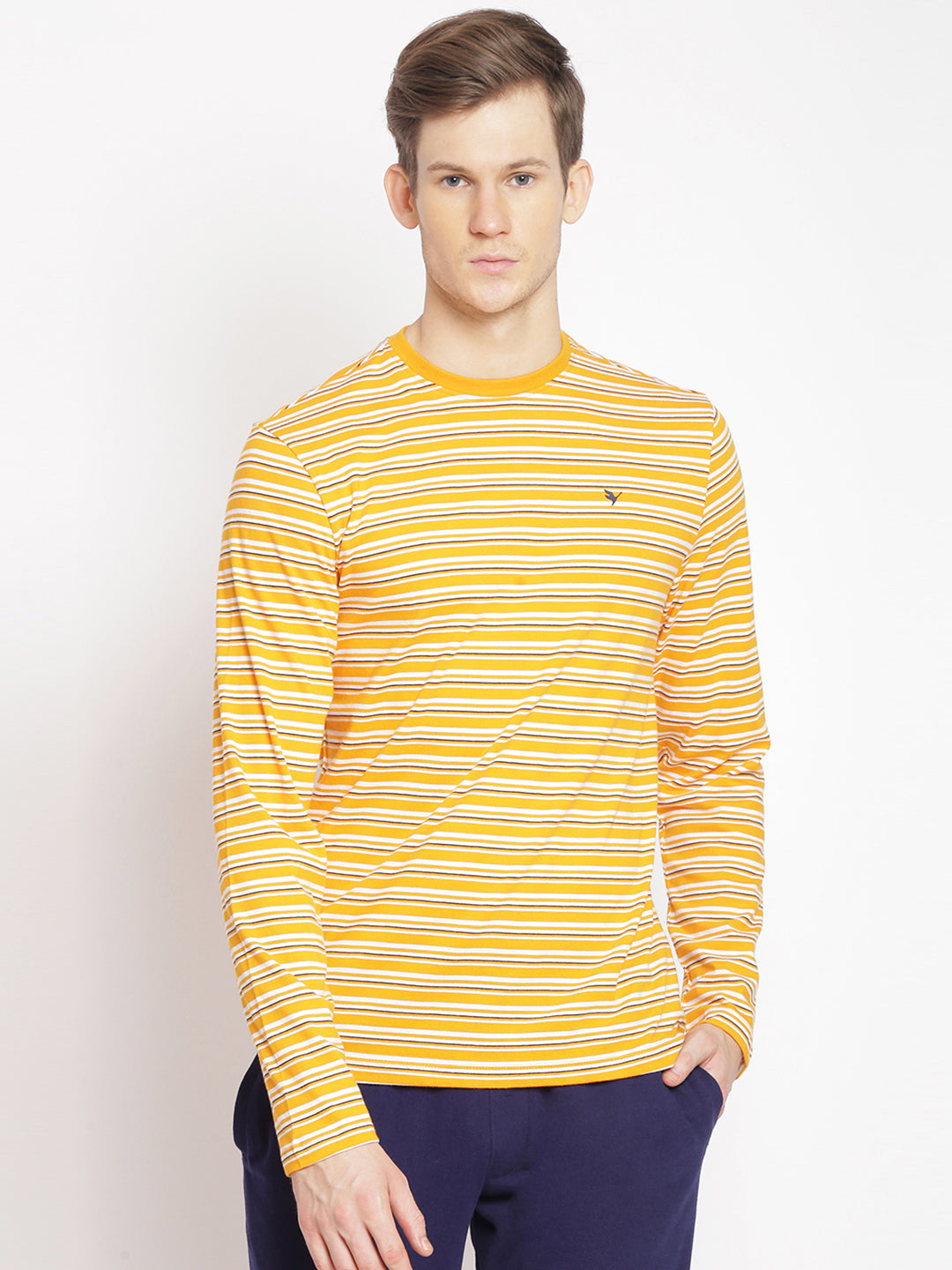 MENS PREMIUM COTTON STRIPED FULL SLEEVE CREW NECK T-SHIRTS