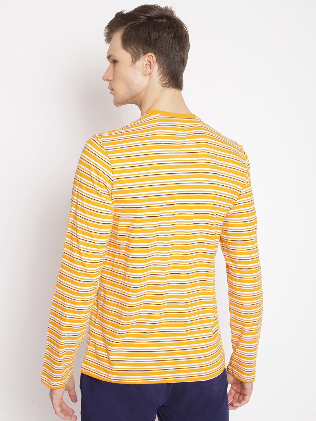 MENS PREMIUM COTTON STRIPED FULL SLEEVE CREW NECK T-SHIRTS