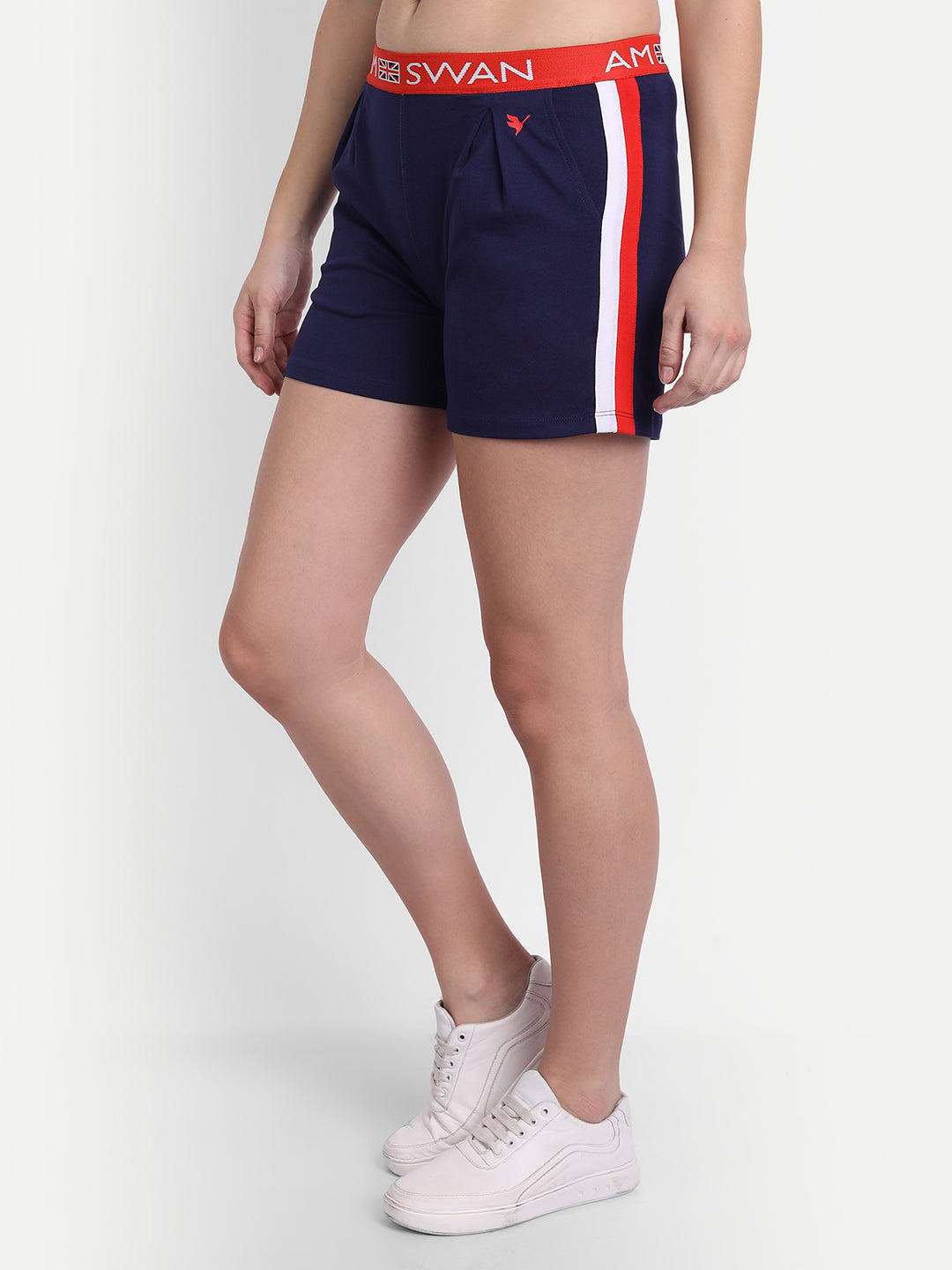 WOMENS PREMIUM RED COTTON LYCRA SMART FIT SHORTS