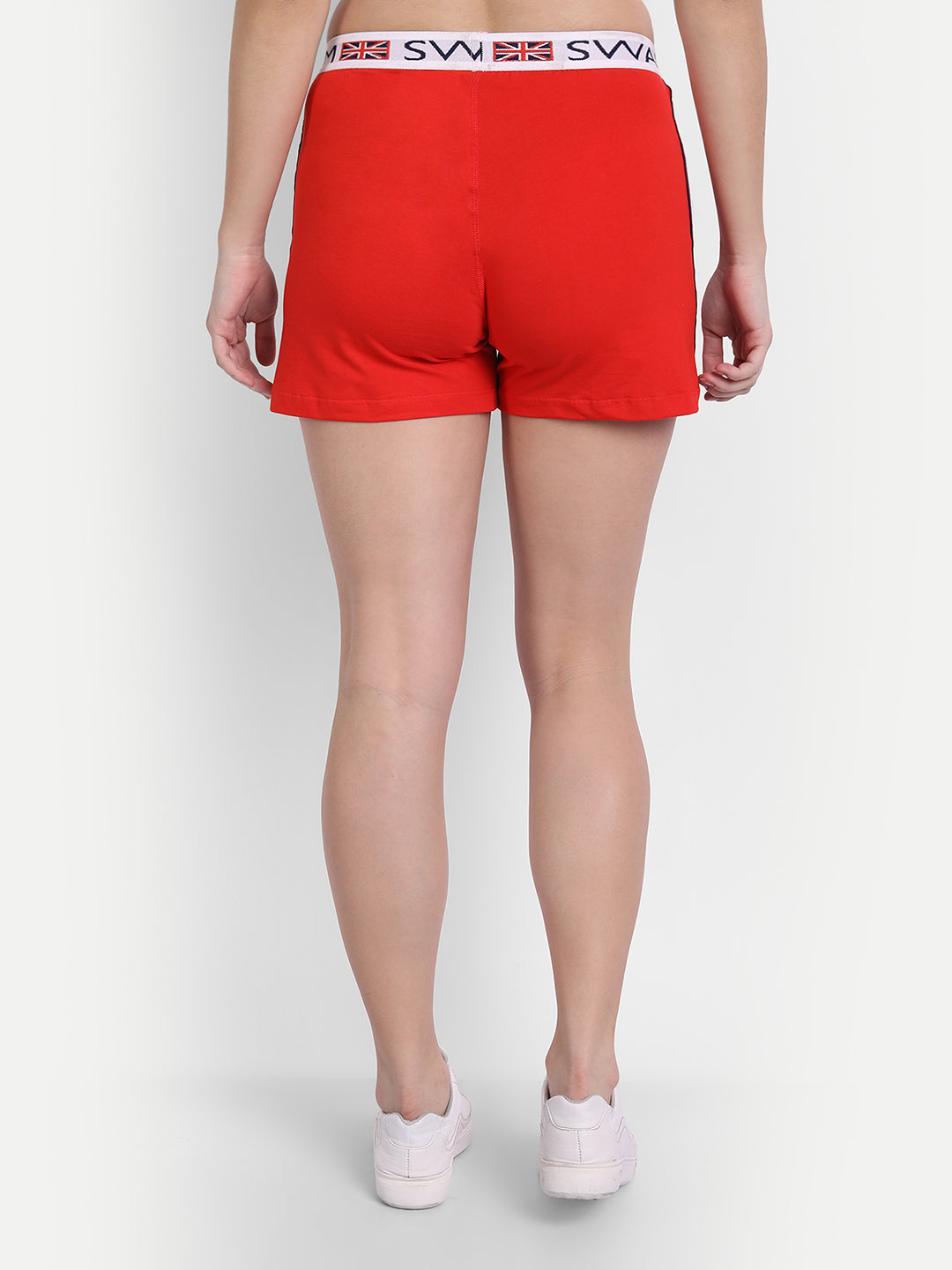 WOMENS PREMIUM RED COTTON LYCRA SMART FIT SHORTS
