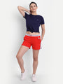 WOMENS PREMIUM RED COTTON LYCRA SMART FIT SHORTS