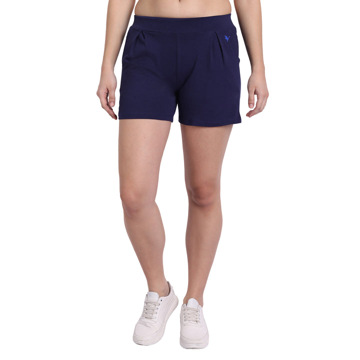 WOMENS PREMIUM COTTON LYCRA SMART FIT WAISTBAND PRINTED SHORTS