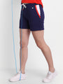 WOMENS PREMIUM NAVY COTTON LYCRA SMART FIT SHORTS