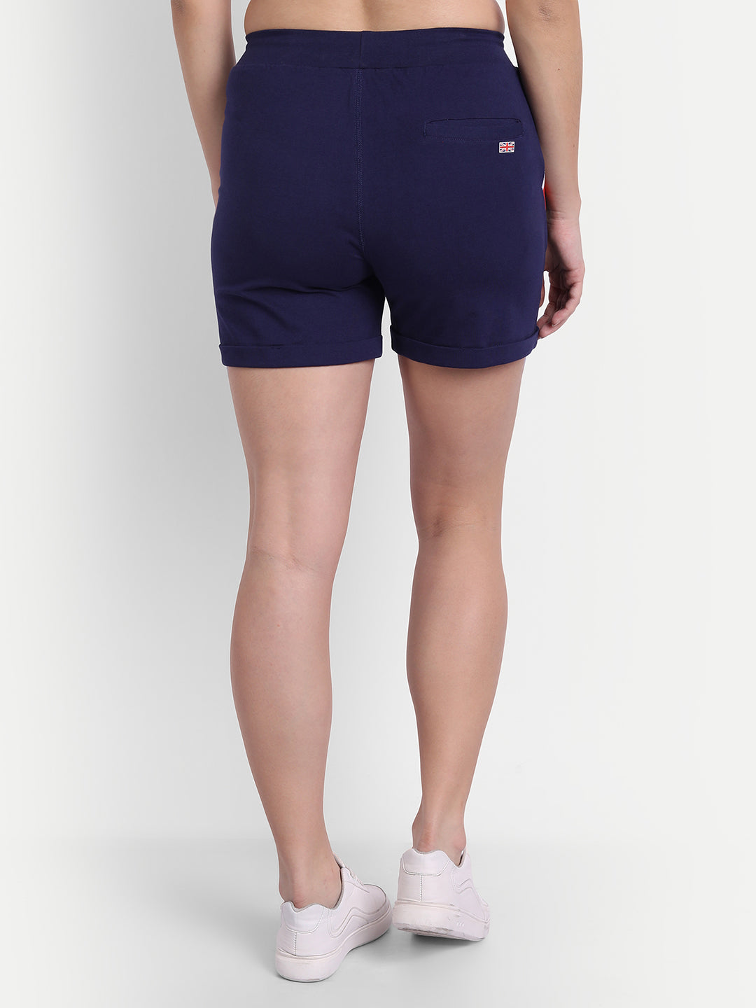 WOMENS PREMIUM NAVY COTTON LYCRA SMART FIT SHORTS