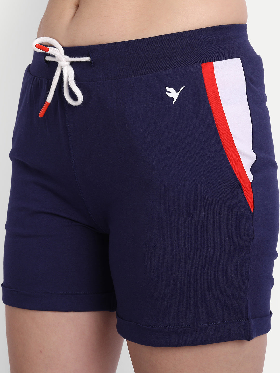 WOMENS PREMIUM NAVY COTTON LYCRA SMART FIT SHORTS