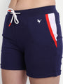 WOMENS PREMIUM NAVY COTTON LYCRA SMART FIT SHORTS