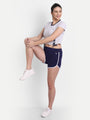 WOMENS PREMIUM NAVY COTTON LYCRA SMART FIT ELASTICATED SHORTS