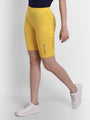 WOMENS PREMIUM YELLOW COTTON LYCRA SMART FIT SHORTS