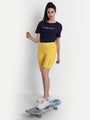 WOMENS PREMIUM YELLOW COTTON LYCRA SMART FIT SHORTS