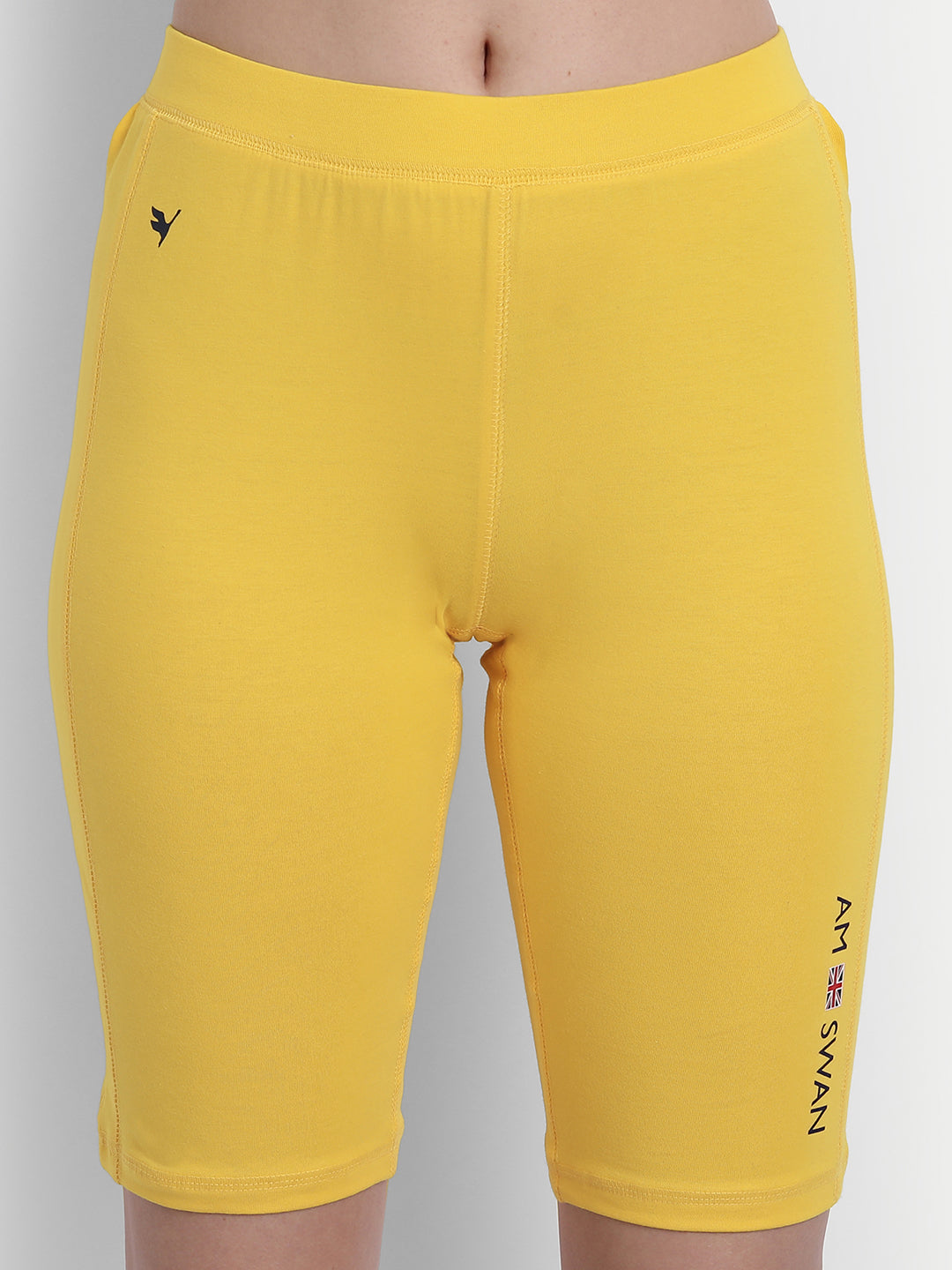 WOMENS PREMIUM YELLOW COTTON LYCRA SMART FIT SHORTS