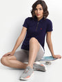 WOMENS PREMIUM GREY & NAVY COTTON LYCRA SMART FIT SHORTS