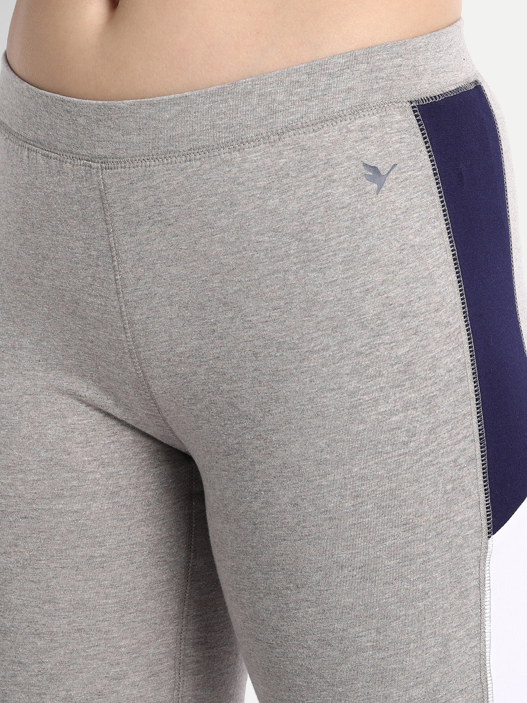 WOMENS PREMIUM GREY & NAVY COTTON LYCRA SMART FIT SHORTS