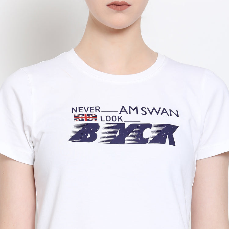 Women'S Premium Cotton Lycra Smart Fit Half Sleeve Printed Tee