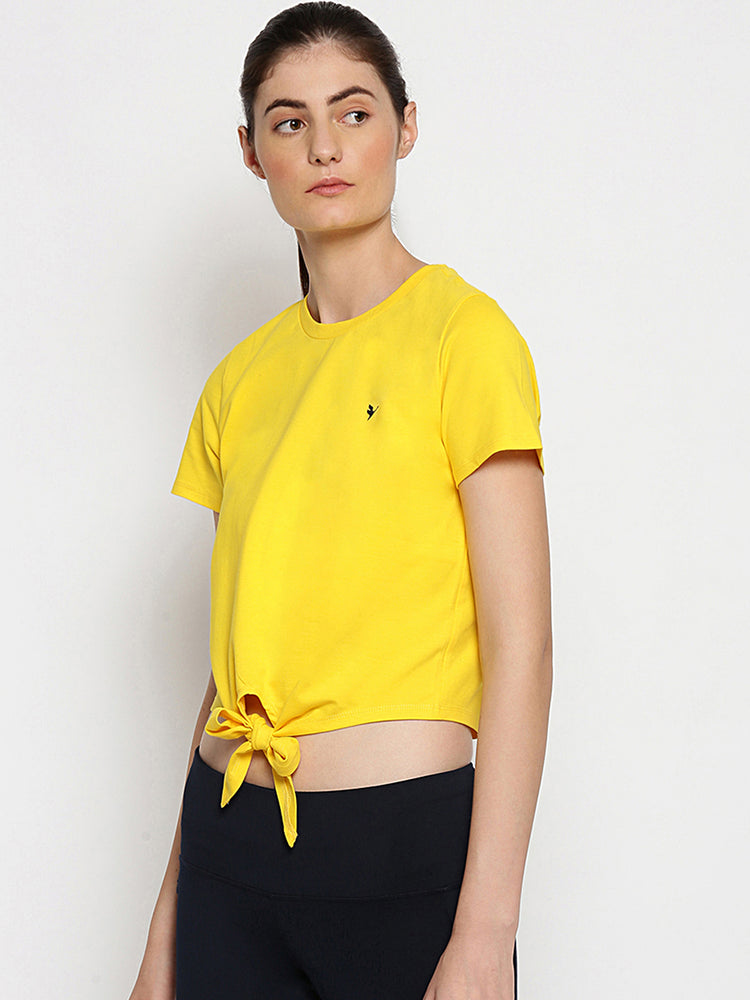 Womens Premium Cotton Lycra Smart Fit Knotted Half Sleeve Top