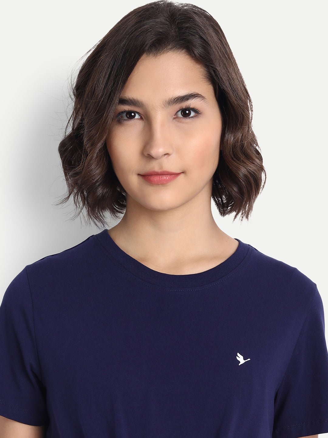 Women'S Premium Cotton Lycra Smart Fit Half Sleeve High Neck T-Shirts