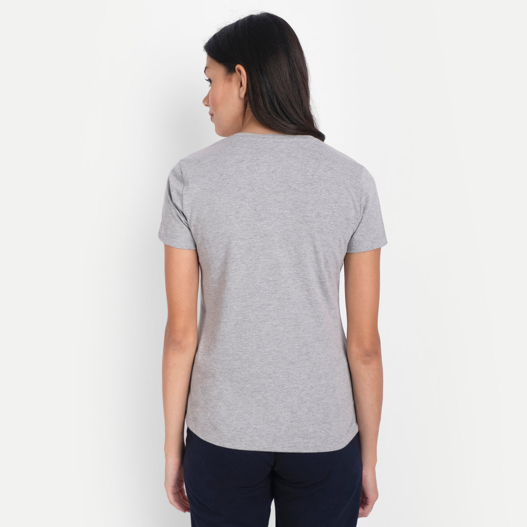 Women'S Premium Cotton Lycra Smart Fit Half Sleeve Solid V-Neck T-Shirts