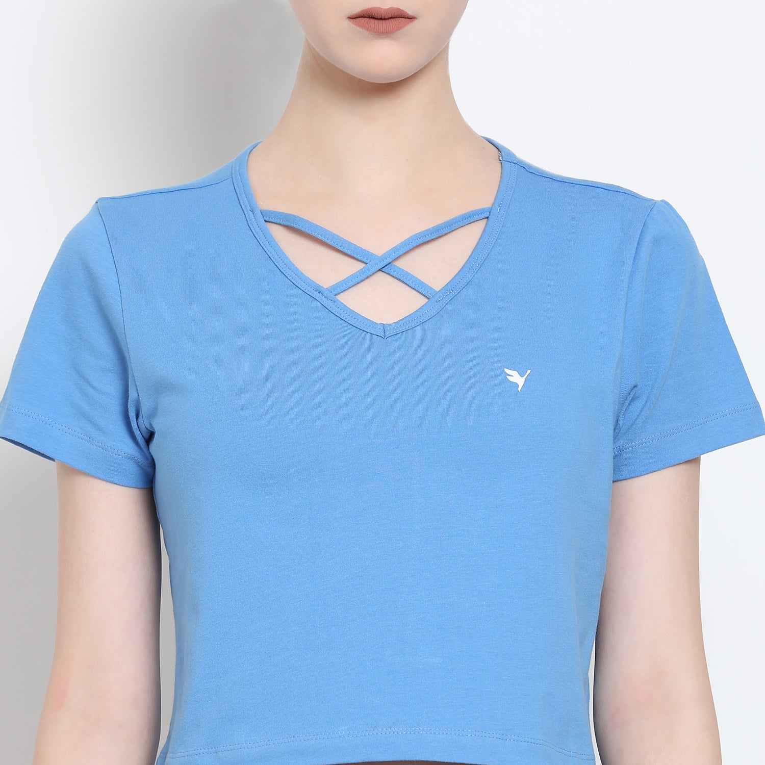 Women'S Premium Cotton Lycra Smart Fit Half Sleeve Solid V-Neck T-Shirts