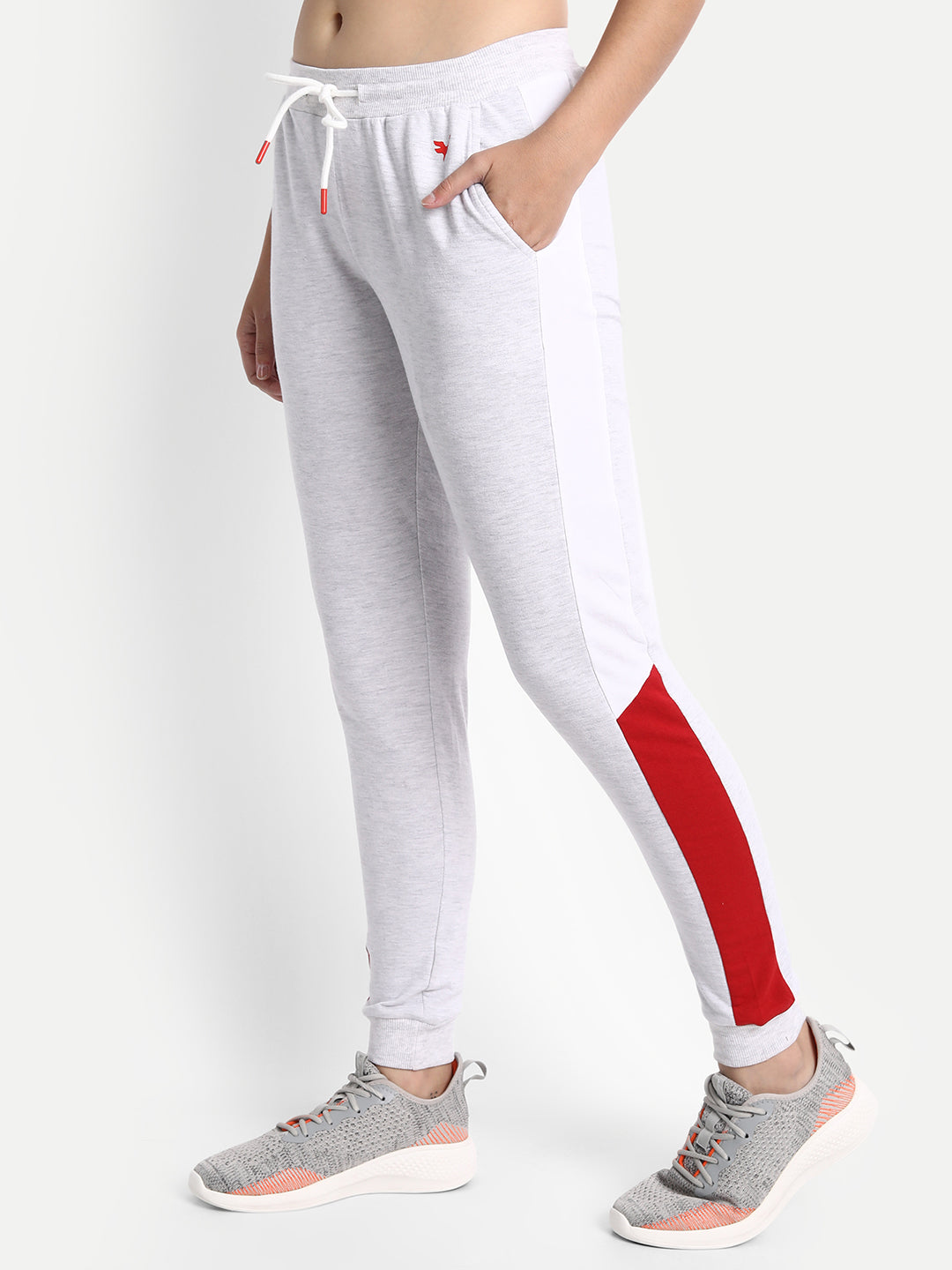 Womens Premium Cotton Printed Colourblocked Track Pants