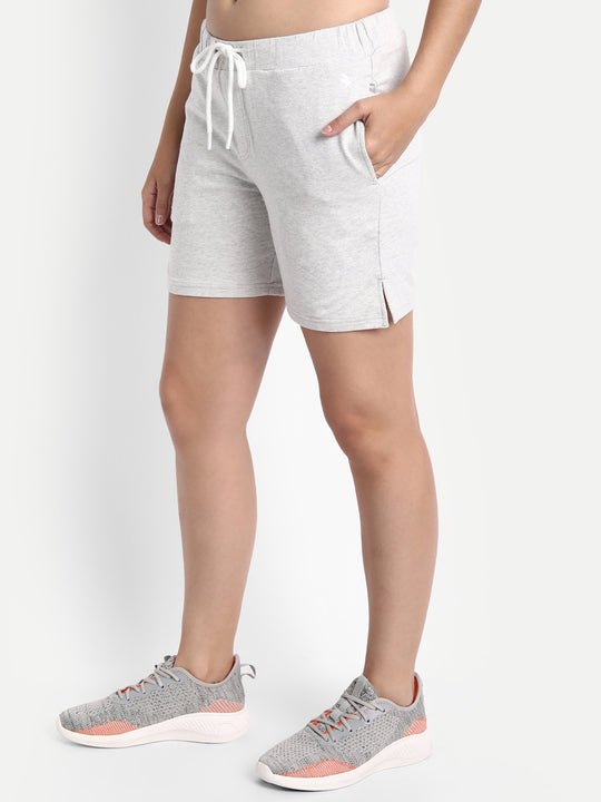 WOMENS SOLID COTTON POLY LYCRA SMART FIT SHORTS
