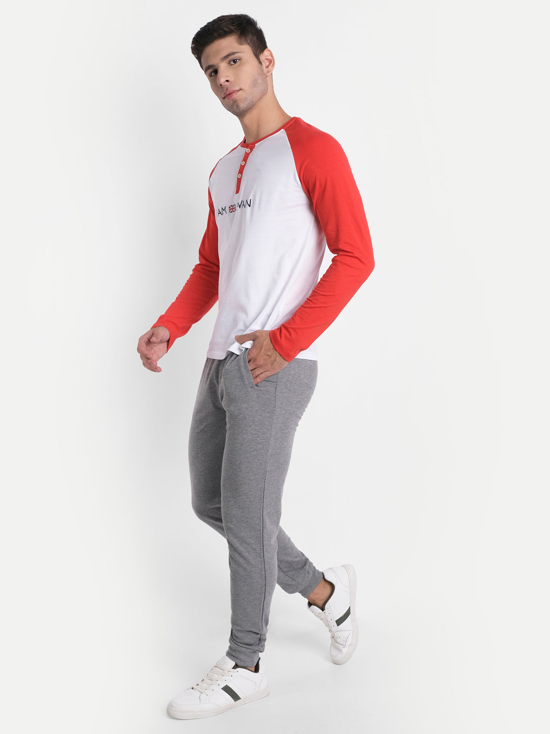 MENS PREMIUM COTTON PRINTED FULL SLEEVE HENLEY T-SHIRTS