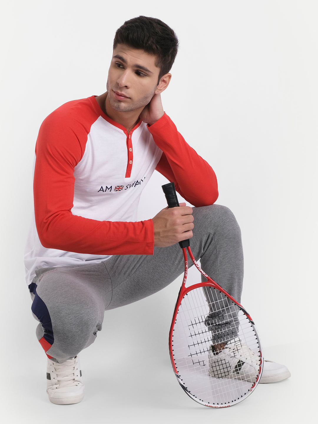 MENS PREMIUM COTTON PRINTED FULL SLEEVE HENLEY T-SHIRTS