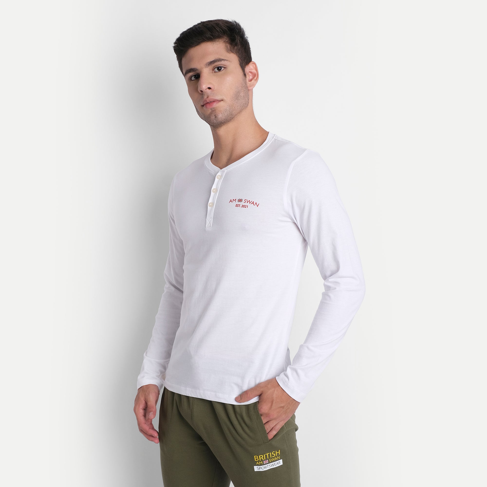 MENS PREMIUM COTTON PRINTED FULL SLEEVE HENLEY T-SHIRTS