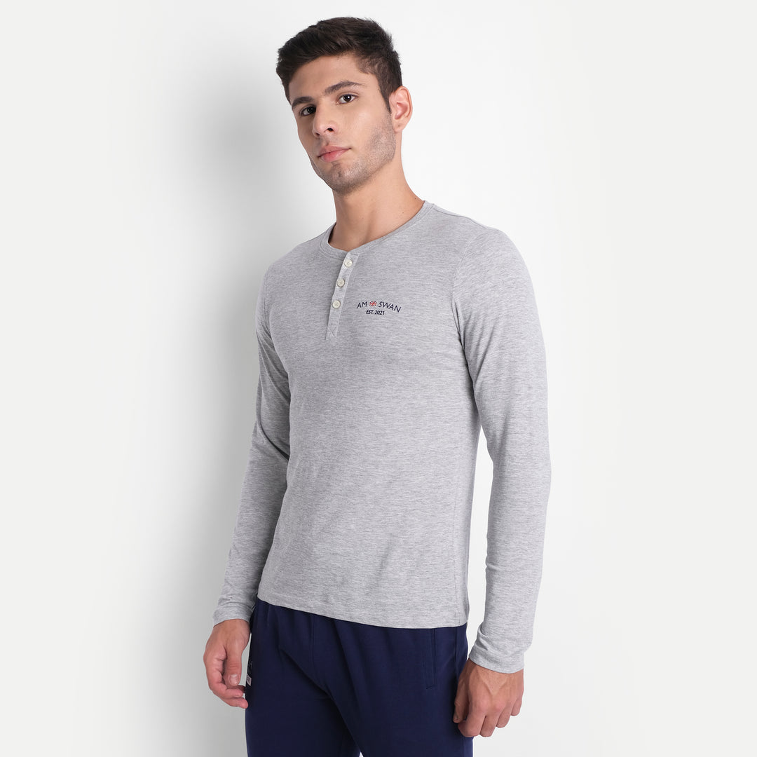 MENS PREMIUM COTTON PRINTED FULL SLEEVE HENLEY T-SHIRTS