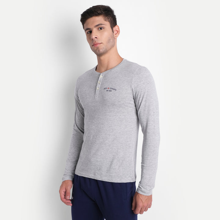 MENS PREMIUM COTTON PRINTED FULL SLEEVE HENLEY T-SHIRTS