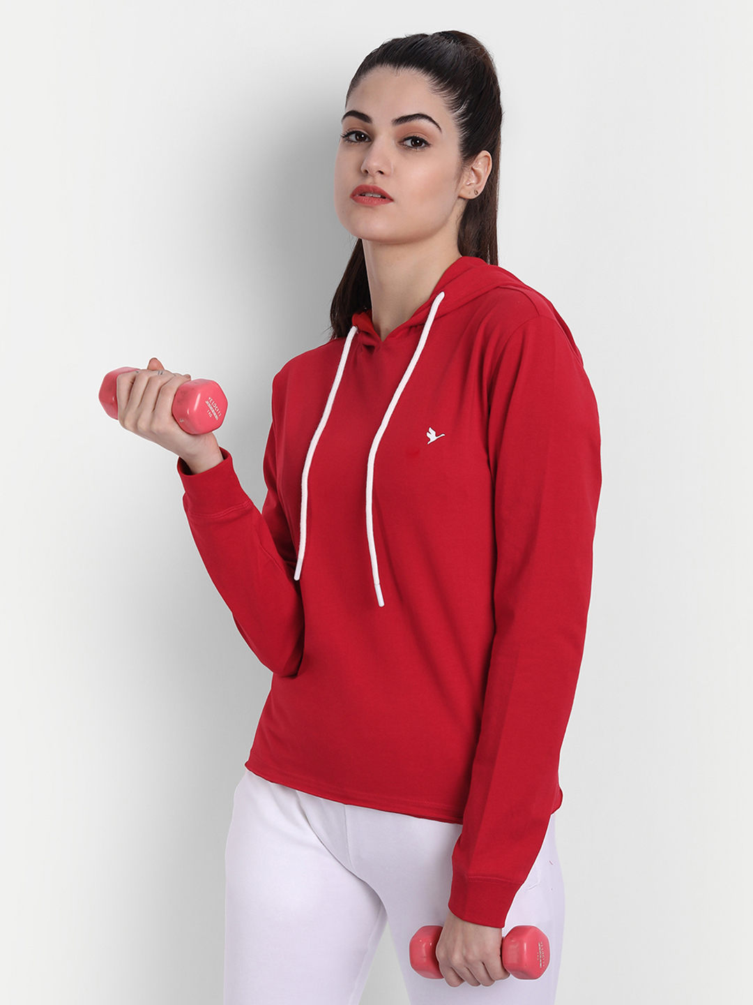 Womens Premium Cotton Solid Hooded Sweat-Shirts