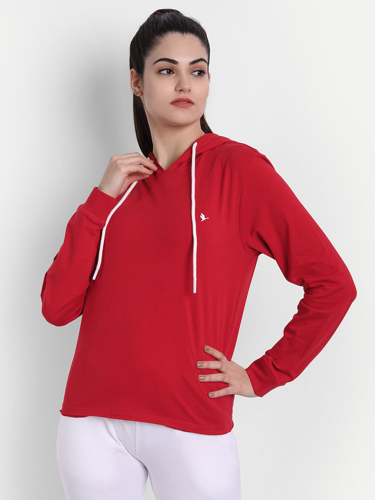 Womens Premium Cotton Solid Hooded Sweat-Shirts