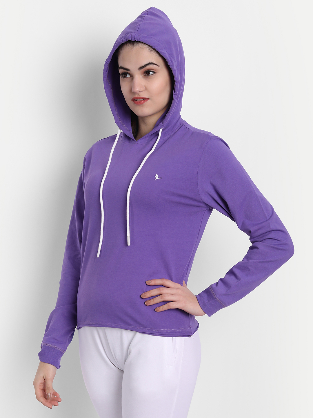 Womens Premium Cotton Solid Hooded Sweat-Shirts