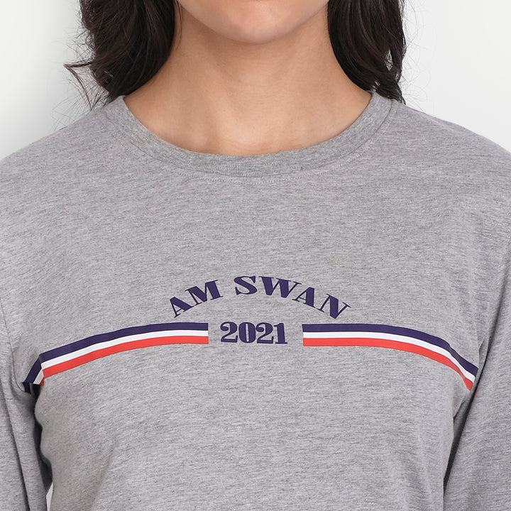 Women'S Premium Cotton Printed Full Sleeve T-Shirts