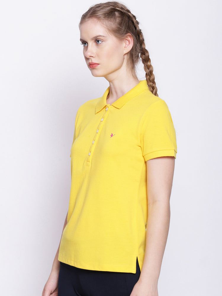 WOMENS PREMIUM COTTON SOLID HALF SLEEVE POLO T-SHIRTS