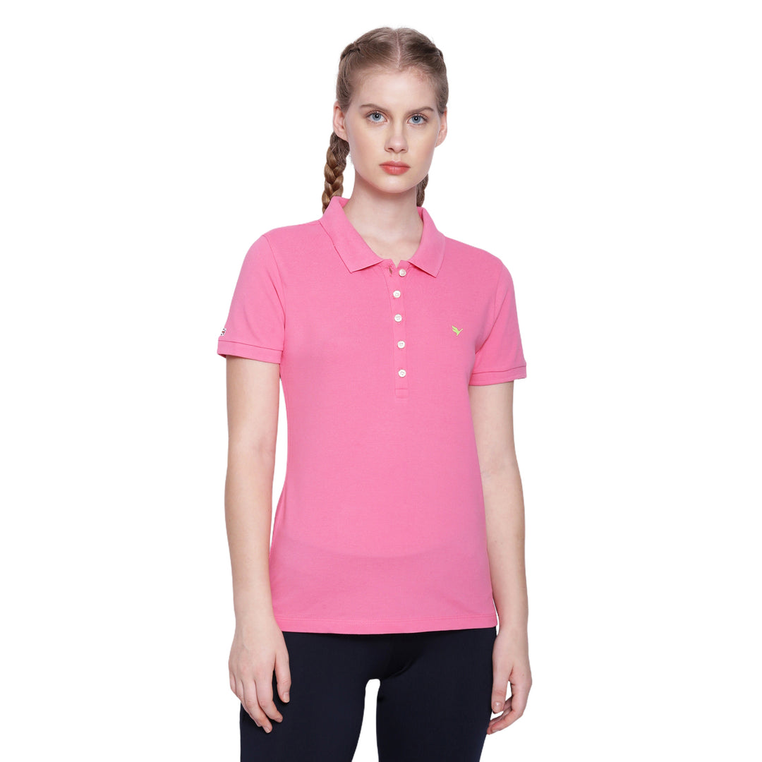 WOMENS PREMIUM COTTON SOLID HALF SLEEVE POLO T-SHIRTS