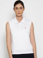 WOMENS PREMIUM COTTON SOLID SLEEVELESS POLO T-SHIRTS