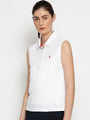 WOMENS PREMIUM COTTON SOLID SLEEVELESS POLO T-SHIRTS