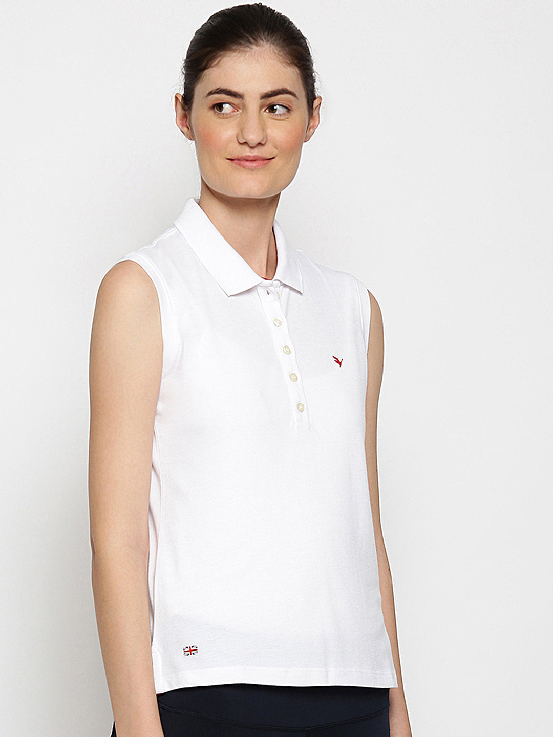 WOMENS PREMIUM COTTON SOLID SLEEVELESS POLO T-SHIRTS