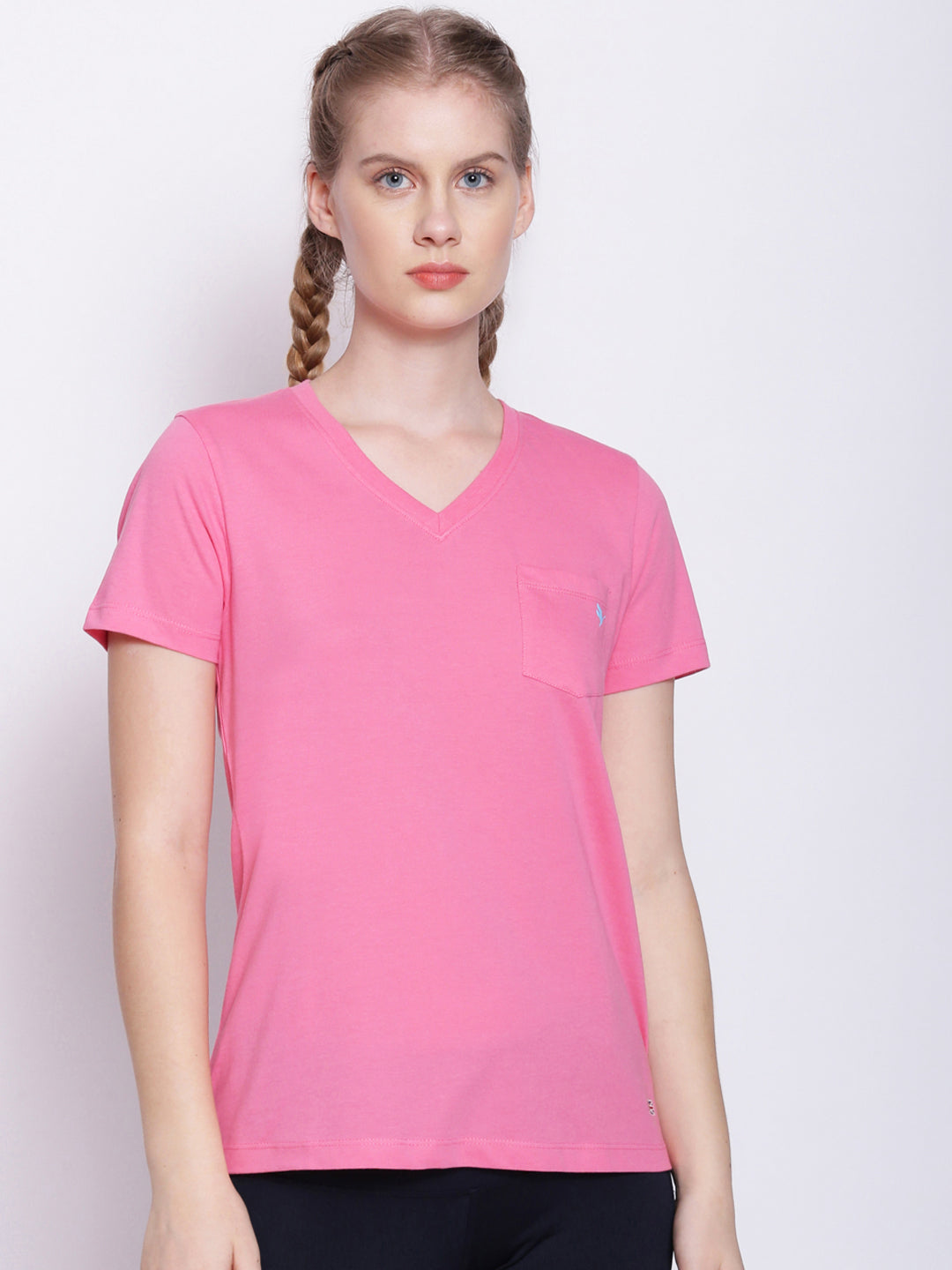 Women'S Premium Cotton Solid V- Neck Half Sleeve T-Shirts