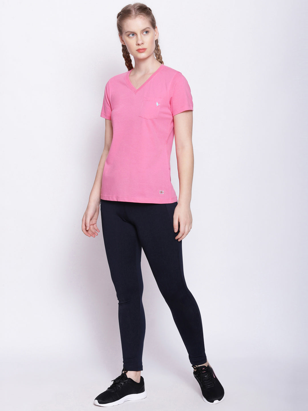 Women'S Premium Cotton Solid V- Neck Half Sleeve T-Shirts