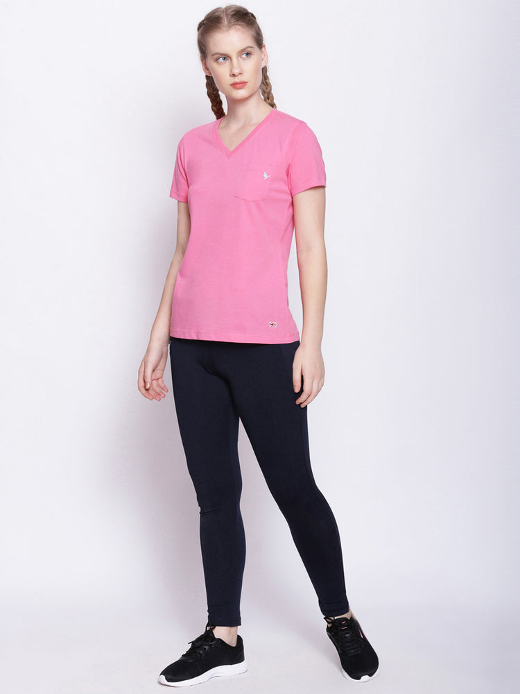 Women'S Premium Cotton Solid V- Neck Half Sleeve T-Shirts