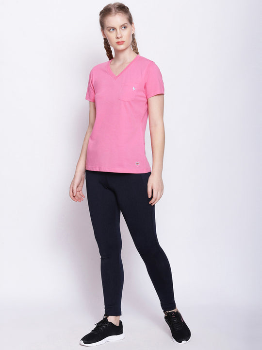 Women'S Premium Cotton Solid V- Neck Half Sleeve T-Shirts